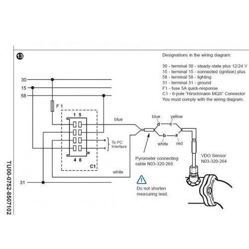 Viewline Pyrometer (Exhaust Temp) Gauge (900°C) pyrometer wiring diagram 